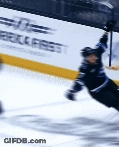 Blurred Hockey Player On Ice With Eagle Fest Banner GIF