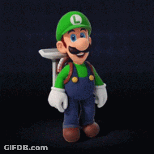 Blurred Luigi Holding Hammer GIF