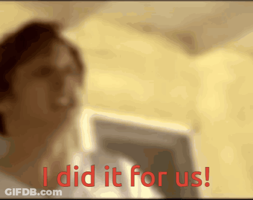 Blurred Person Saying I Did It For Us In Red GIF
