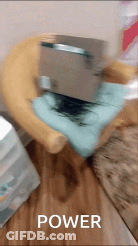 Blurred Person Sitting On Pillow Saying Power GIF