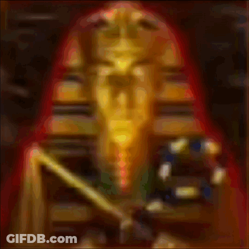 Blurred Pharaoh Face Red Background GIF