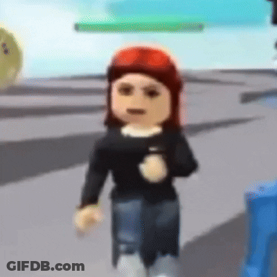 Blurred Roblox Character With Red Hair Walking Down Street GIF