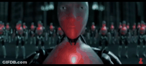 Blurred Robot With Red Light From Chest GIF