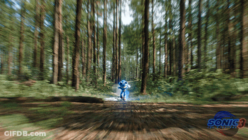 Blurred Sonic The Hedgehog Running Through Forest GIF