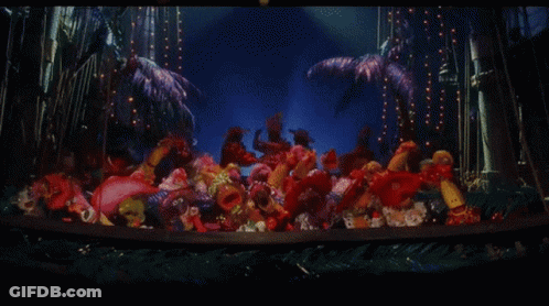 Blurred Stage With Yellow Hawaiian Sign GIF