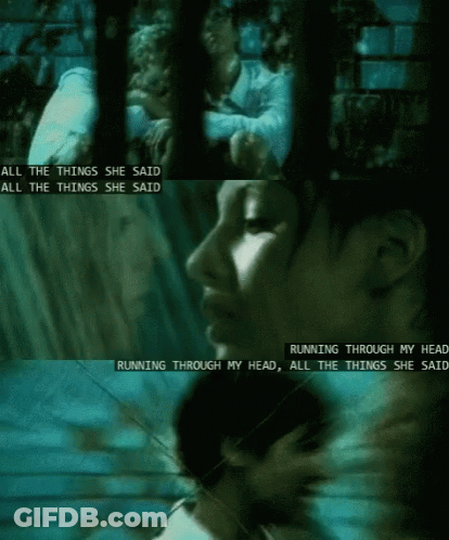 Blurred Woman With Text Running Through My Head All The Things She Said GIF