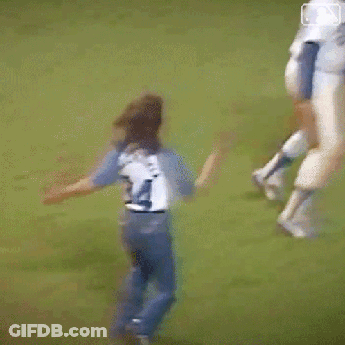 Blurry Baseball Player Throwing Ball To Girl GIF