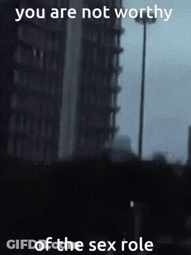 Blurry Building Saying You Are Not Worthy Of The Sex Role GIF