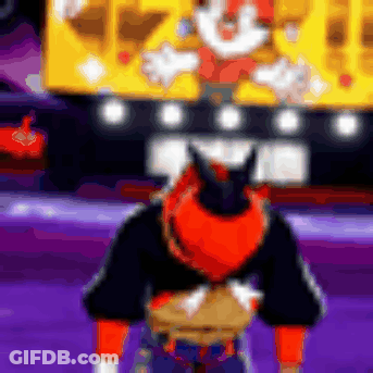 Blurry Cartoon Character In Front Of Bus GIF