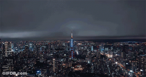 Blurry City Street At Night With Adonis Sign GIF