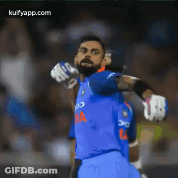 Blurry Cricket Player In Blue Jersey GIF