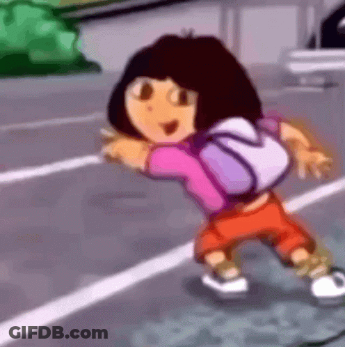 Blurry Dora The Explorer Walking Down Street GIF