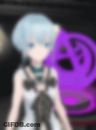 Blurry Girl With Blue Hair And Purple Object GIF