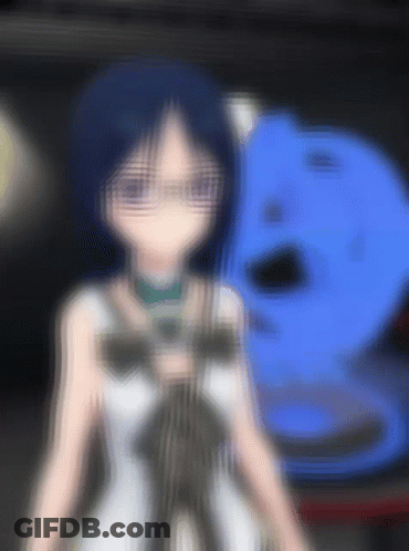 Blurry Girl With Glasses And Blue Object GIF