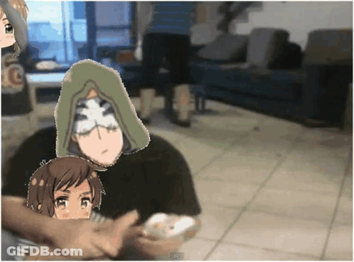 Blurry Group Of Anime Characters With Green Hood GIF