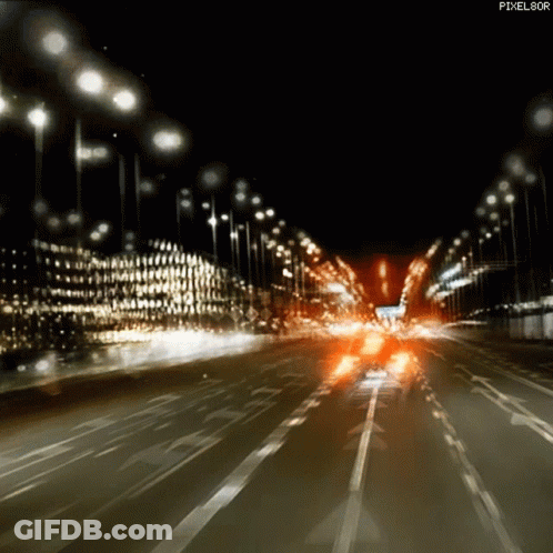 Blurry Highway At Night Pixel80r GIF