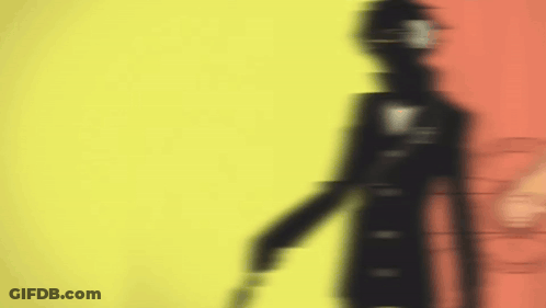 Blurry Man Holding Woman's Hand In Front Of Yellow And Red Background GIF