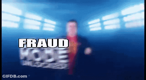 Blurry Man With Fraud Text GIF