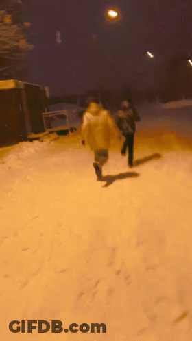 Blurry People Running In Snow GIF