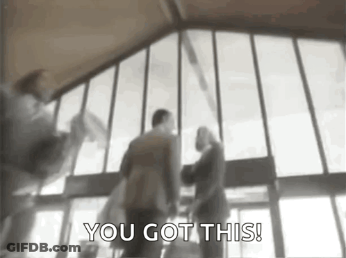 Blurry People Walking In Building Saying You Got This GIF