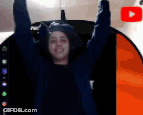 Blurry Person Arms Up With YouTube Logo GIF