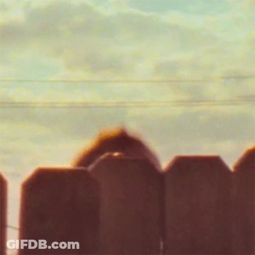 Blurry Person Behind Fence With Cloudy Sky GIF