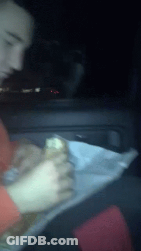 Blurry Person Eating Sandwich In Car GIF