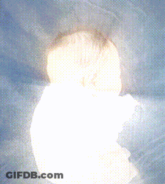 Blurry Person Head Against Blue Sky GIF