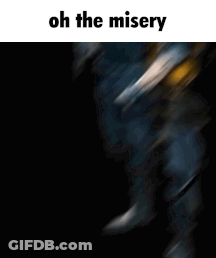 Blurry Person Saying Oh The Misery GIF