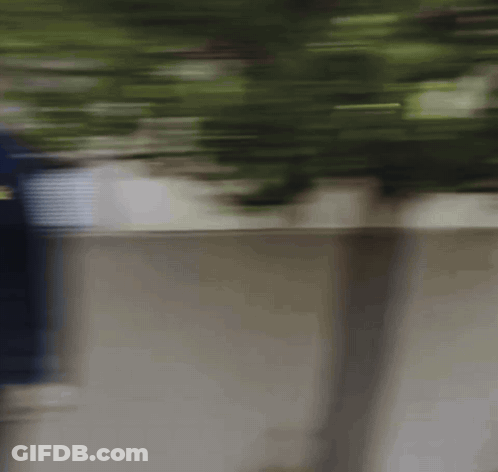 Blurry Person Walking Along Sidewalk GIF