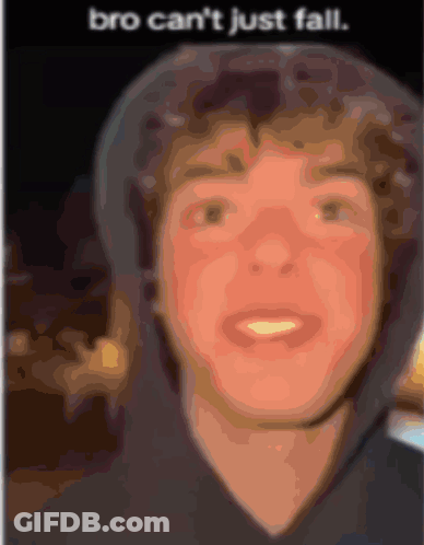 Blurry Picture Of Person With Text Bro Can't Just Fall GIF