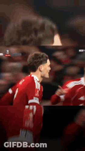 Blurry Red Soccer Players GIF