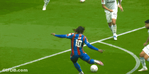 Blurry Soccer Player Kicking Ball Into Goal GIF