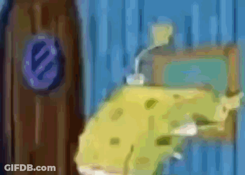 Blurry SpongeBob SquarePants Standing Next To Clock GIF