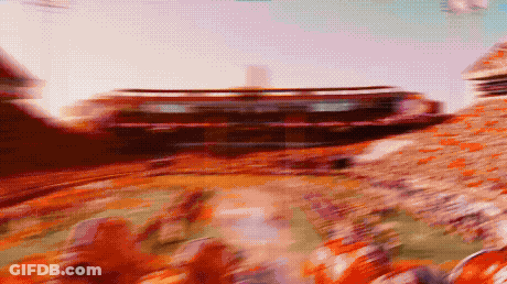 Blurry Stadium With People In Orange Shirts GIF