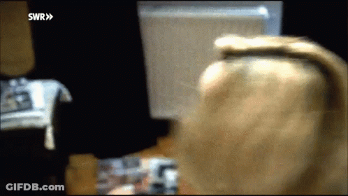 Blurry Woman Looking At Computer Screen SWR GIF
