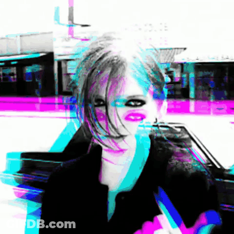Blurry Woman's Face Purple And Blue Background GIF