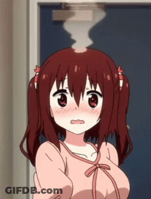 Blushing Anime Girl Smoking Head GIF