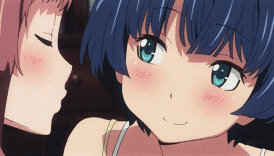 Blushing Girl Anime Kiss GIF