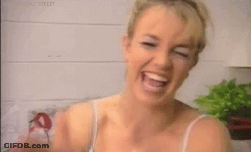 Blushing Laughing Britney Spears GIF