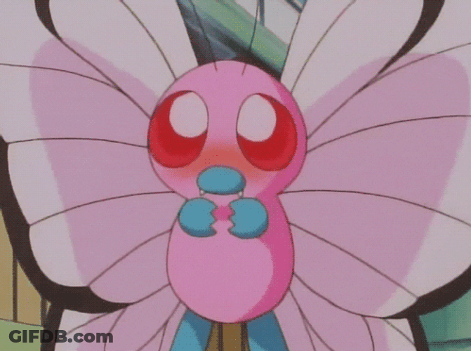 Blushing Pink Butterfree Pokémon GIF