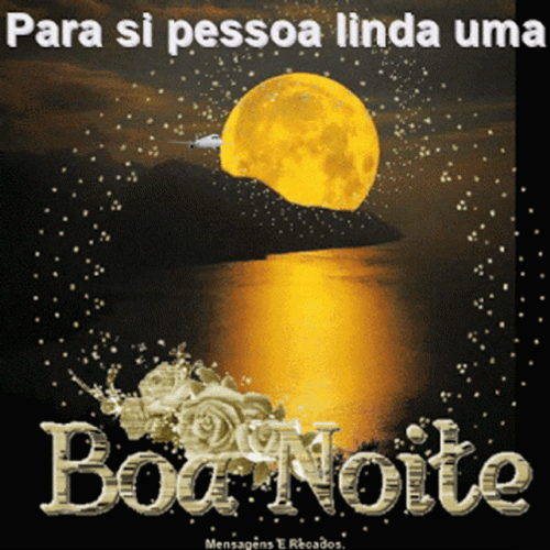 Boa Noite Yellow Moon Shining GIF