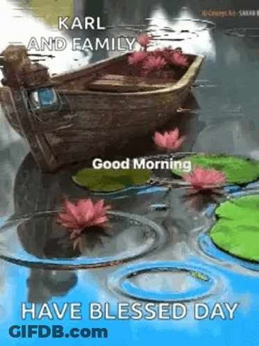 Boat Floating On Lotus Pond GIF