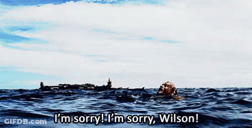 Boat In Ocean Saying I'm Sorry I'm Sorry Wilson GIF