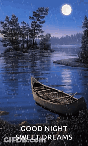 Boat In River With Good Night Sweet Dreams GIF