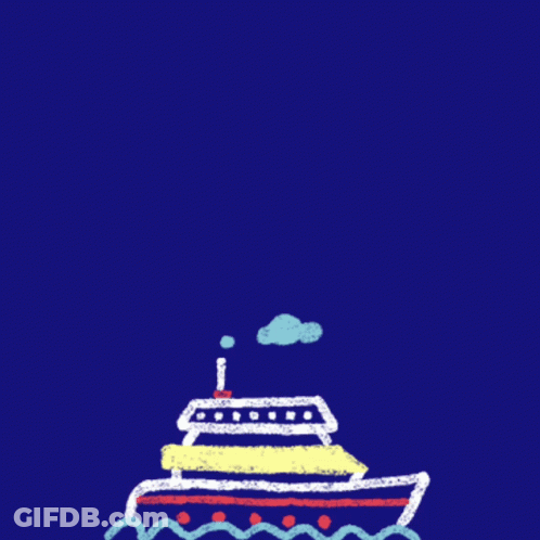 Boat On Blue Background With Arabic Writing GIF