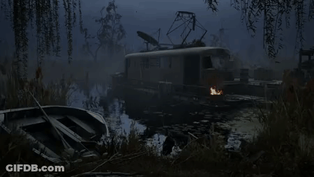 Boat On Shore At Night GIF