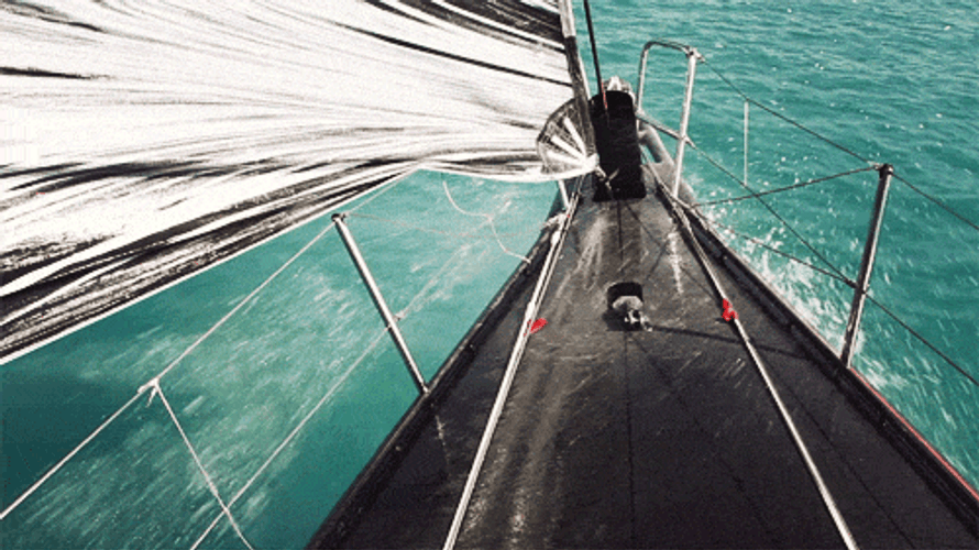 Boat Sailing In Blue Sea GIF
