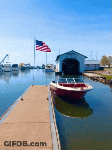 Boat Tied To Dock By Propeller Works Shed GIF