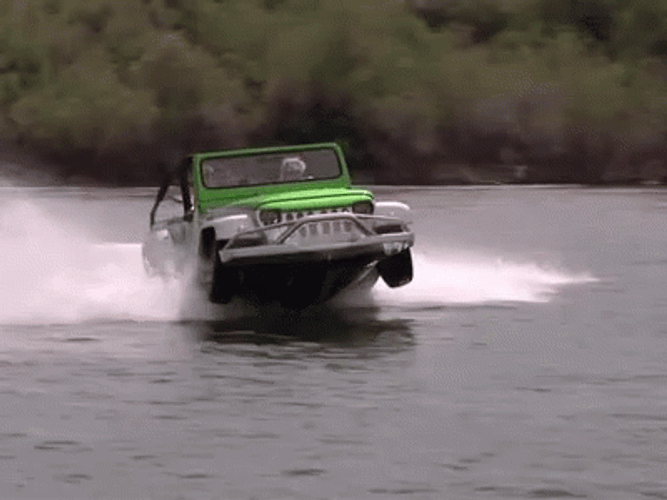 Boating Water Jeep Car GIF